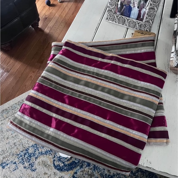 Pottery Barn Other - Pottery Barn Burgundy and Gray Striped Throw Pillow Covers (2)